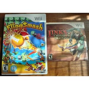 Nintendo Wii Game Lot FlingSmash and Link's Crossbow Training Zelda Bundle